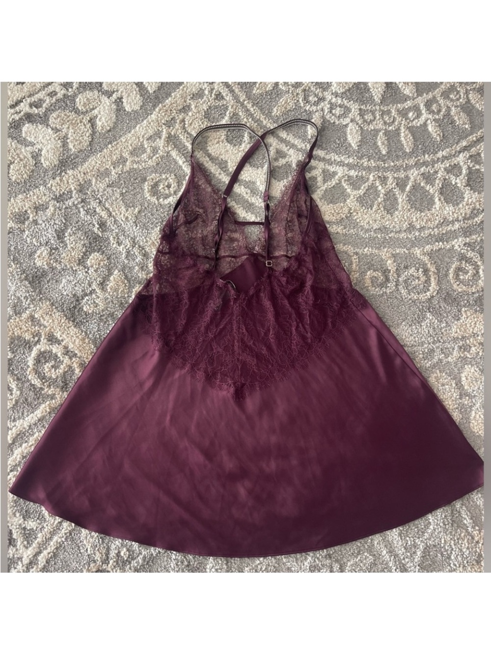 NWT Victoria's Secret Satin Lace Chemise, Plum, Cross Back, Sz XL